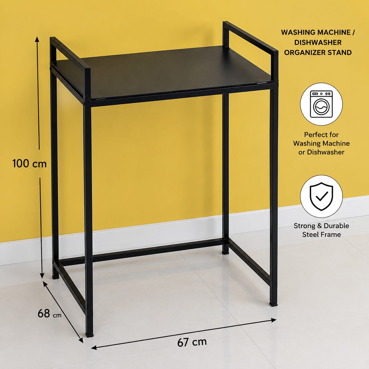 Heavy Duty Washing Machine Organizer Stand with Top Shelf